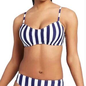 Shade & Shore Blue and White Striped Bikini 36C Top and Medium Bottoms